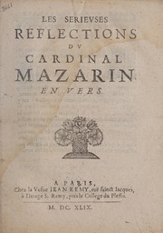 Front cover of Les Serievses reflections dv cardinal Mazarin by Jacqueline Rémy