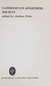 Front cover of Catholics in apartheid society by Andrew Prior