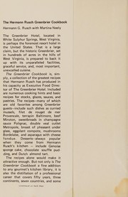 Front cover of The Hermann Rusch Greenbrier cookbook by Hermann G. Rusch