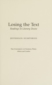 Cover of Losing the text by Jefferson Humphries