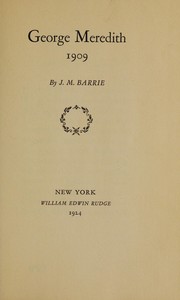 Front cover of George Meredith, a tribute by J. M. Barrie