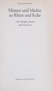 Front cover of Männer und Mächte an Rhein und Ruhr by Hans Baumann