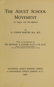 Front cover of The adult school movement by G. Currie Martin
