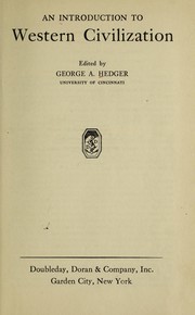 Front cover of An introduction to western civilization by George Andrews Hedger