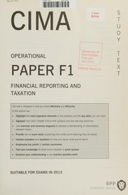 Front cover of CIMA F1 Financial Reporting and Taxation by BPP Learning Media