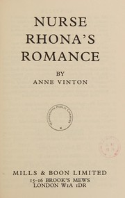 Front cover of Nurse Rhona's Romance by Anne Vinton