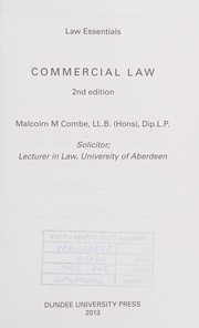 Cover of Commercial Law Essentials by Malcolm Combe