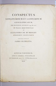 Front cover of Conspectus longitudinum et latitudinum geographicarum, per decursum annorum 1799 ad 1804 in plaga aequinoctiali by Alexander von Humboldt