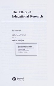 Front cover of The ethics of educational research by M. J. McNamee