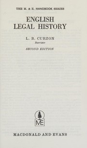 Front cover of English legal history by Curzon, L. B.