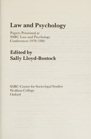 Cover of Law and psychology by Sally M. Lloyd-Bostock