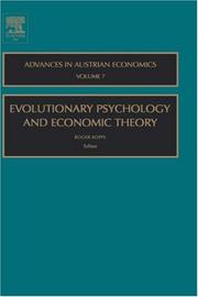 Front cover of Evolutionary Psychology and Economic Theory, Volume 7 (Advances in Austrian Economics) by Roger Koppl