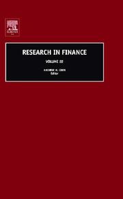 Cover of Research in Finance, Volume 22 (Research in Finance) by Andrew H. Chen