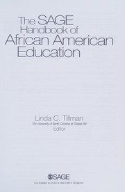 Front cover of The Sage handbook of African American education by Linda C. Tillman