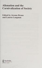 Front cover of Alienation and the carnivalization of society by Jerome Braun