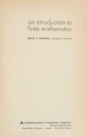 Front cover of An introduction to finite mathematics by Bruce Elwyn Meserve