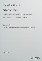 Front cover of Stochastics by Hans-Otto Georgii