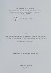 Cover of Pre-school oral language and the first reader by M. E. R. Ruby Yorke