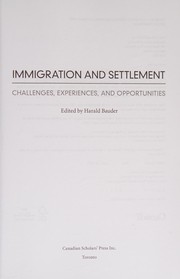 Front cover of Immigration and settlement by Harald Bauder