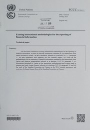 Front cover of Existing international methodologies for the report of financial information by United Nations Framework Convention on Climate Change (Organization)