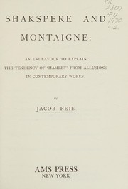 Cover of Shakspere and Montaigne by Jacob Feis