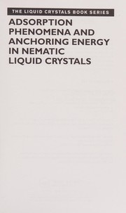 Cover of Adsorption phenomena and anchoring energy in nematic liquid crystals by G. Barbero