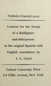 Front cover of Lament for the death of a bullfighter and other poems by Federico García Lorca