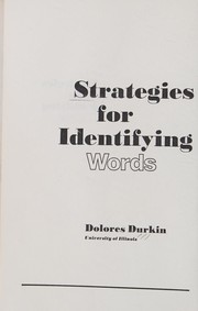 Front cover of Strategies for identifying words by Dolores Durkin