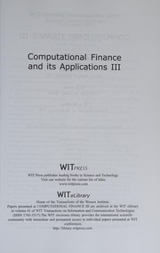 Front cover of Computational finance and its applications III by International Conference on Computational Finance and its Applications. (3rd 2008 Cádiz, Spain)
