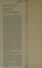 Front cover of Prometheus unbound: the text and the drafts by Percy Bysshe Shelley