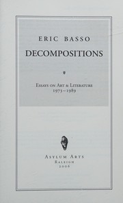 Cover of Decompositions by Eric Basso