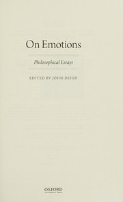 Cover of On emotions by John Deigh