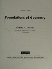 Front cover of The foundations of geometry by Gerard Venema