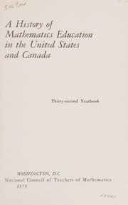 Front cover of A History of mathematics education in the United States and Canada by Unknown