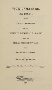 Cover of Vice unmasked by P. W. Grayson