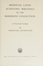 Front cover of Medieval Latin scientific writings in the Barberini collection by Theodore Silverstein