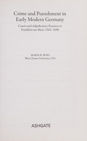 Front cover of Crime and Punishment in Early Modern Germany by Maria R. Boes