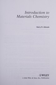 Cover of Introduction to materials chemistry by H. R. Allcock