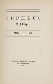 Cover of Orpheus by Annie Fields