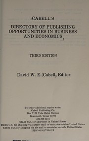 Cover of Cabell's directory of publishing opportunities in business and economics by David W. E. Cabell