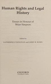 Front cover of Human rights and legal history by A. W. B. Simpson