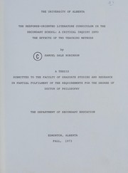 Front cover of The response-oriented literature curriculum in the secondary school by Sam Robinson