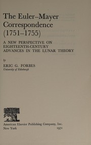 Cover of The Euler-Mayer correspondence (1751-1755) by Leonhard Euler