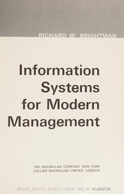 Front cover of Information systems for modern management by Richard W Brightman
