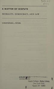 Front cover of Matter of Dispute by Christopher J. Peters