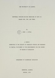 Front cover of Nonverbal problem-solving behaviors of boys in grades one, two, and three by John J. Little