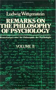 Front cover of Remarks on the philosophy of psychology by Ludwig Wittgenstein