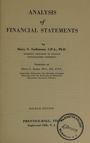 Cover of The analysis of financial statements by Harry George Guthmann