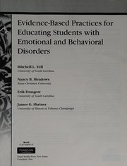 Front cover of Evidence Based Practices for Educating Students with Emotional and Behavioral Disorders by Mitchell L. Yell