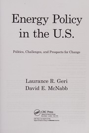 Front cover of Energy policy in the U.S. by Laurance R. Geri